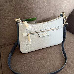 kate spade Cream Crossbody with Navy Strap and Gold Hardware